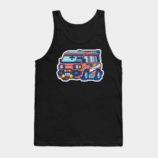 Red and Blue Van Life Cat Tank Top by meowproject